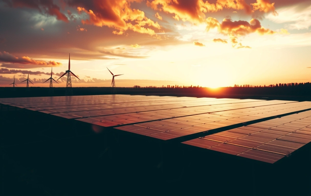 Farma fotowoltaiczna o zmierzchu