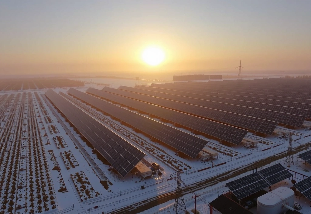 Farma fotowoltaiczna zimą